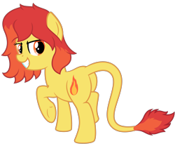 Size: 4688x3906 | Tagged: safe, artist:besttubahorse, derpibooru import, oc, oc only, oc:flamespitter, female, leonine tail, looking back, simple background, solo, transparent background, vector