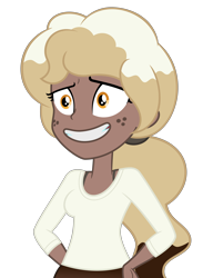 Size: 3906x5078 | Tagged: safe, artist:besttubahorse, derpibooru import, oc, oc only, oc:sweet mocha, equestria girls, equestria girls-ified, female, freckles, nervous, simple background, solo, transparent background, vector