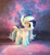 Size: 767x825 | Tagged: safe, artist:krowzivitch, derpibooru import, oc, oc only, oc:wistful galaxy, bat pony, pony, commission, craft, female, figurine, filly, sculpture, solo, starry backdrop