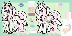 Size: 2000x1000 | Tagged: safe, artist:pastel-pony-princess, derpibooru import, oc, oc:cookie dough, unicorn, bell, clothes, collar, cute, reference sheet, solo