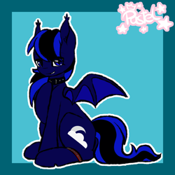 Size: 1000x1000 | Tagged: safe, artist:pastel-pony-princess, derpibooru import, oc, oc only, bat pony, bat pony oc, collar, simple background, solo