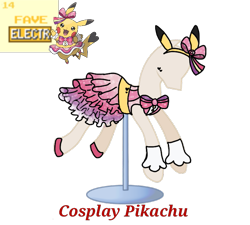 Size: 733x660 | Tagged: safe, artist:ask-nora-the-alicorn, artist:catscat111, artist:catscat112, derpibooru import, pikachu, bow, clothes, dress, hair bow, mannequin, mlp fashion, pokémon, simple background, transparent background