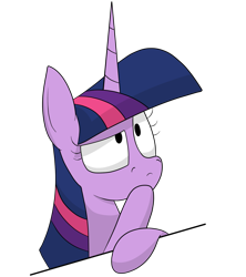 Size: 1149x1296 | Tagged: safe, artist:moonatik, derpibooru import, twilight sparkle, twilight sparkle (alicorn), alicorn, emoji, hoof on chin, looking up, simple background, solo, thinking, thinking emoji, transparent background