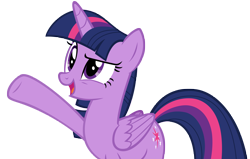 Size: 4736x3016 | Tagged: safe, artist:andoanimalia, derpibooru import, twilight sparkle, twilight sparkle (alicorn), alicorn, pony, school daze, female, mare, open mouth, raised hoof, simple background, solo, transparent background, underhoof, vector