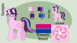 Size: 1024x571 | Tagged: safe, artist:ficklepickle9421, derpibooru import, oc, oc only, unicorn, base used, glasses, magical lesbian spawn, offspring, parent:starlight glimmer, parent:twilight sparkle, parents:twistarlight