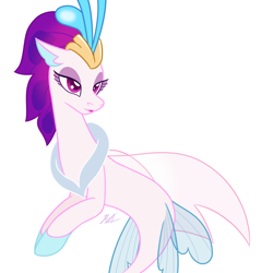 Size: 1840x1924 | Tagged: safe, artist:camo-pony, derpibooru exclusive, derpibooru import, queen novo, seapony (g4), my little pony: the movie, female, lidded eyes, simple background, solo, white background