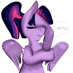 Size: 1000x1000 | Tagged: safe, derpibooru import, twilight sparkle, twilight sparkle (alicorn), alicorn, badly drawn, cute, dissapointed twilight, facehoof, omg, painted, sigh, simple background, transparent background