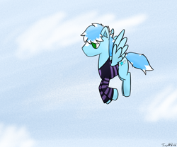 Size: 1200x1000 | Tagged: safe, artist:icywindthepony, derpibooru import, oc, oc:icy wind, pegasus, pony, colt, flying, male, solo