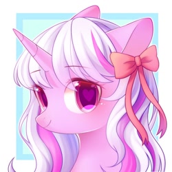 Size: 1500x1500 | Tagged: safe, artist:leafywind, derpibooru import, oc, oc only, pony, unicorn, bust, colored pupils, female, heart eyes, looking at you, mare, ribbon, solo, wingding eyes