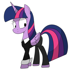 Size: 1205x1181 | Tagged: safe, alternate version, artist:moonatik, derpibooru import, twilight sparkle, twilight sparkle (alicorn), alicorn, clothes, collar, cuffs (clothes), formal, simple background, smiling, solo, transparent background