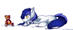 Size: 1024x422 | Tagged: safe, artist:chloeprice228, derpibooru import, oc, oc only, earth pony, pony, cute, female, mare, prone, simple background, sitting, solo, teddy bear, transparent background