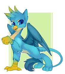 Size: 1789x2049 | Tagged: safe, artist:lispp, derpibooru import, gallus, griffon, school daze, male, raised claw, simple background, solo