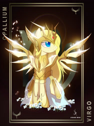 Size: 3161x4200 | Tagged: safe, artist:zidanemina, derpibooru import, oc, oc only, pony, armor, horoscope, saint seiya, solo, virgo