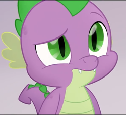 Size: 594x540 | Tagged: safe, derpibooru import, screencap, spike, dragon, my little pony: the movie, cropped, cute, cute little fangs, fangs, male, solo, spikabetes