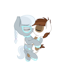 Size: 4331x5006 | Tagged: safe, anonymous artist, derpibooru import, pipsqueak, silver spoon, earth pony, pony, absurd resolution, colt, cuddling, female, filly, glasses, hoof polish, hug, kissing, male, nail polish, shipping, silversqueak, simple background, transparent background