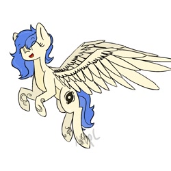 Size: 1500x1500 | Tagged: safe, artist:mlpcreationist, derpibooru import, oc, oc only, oc:windrunner, pegasus, pony, flying, happy, large wings, smiling, solo, wings