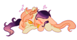 Size: 982x513 | Tagged: safe, artist:themisslittledevil, artist:your-cup, derpibooru import, oc, oc only, oc:honey bug, oc:saya, changedling, changeling, pony, base used, cuddling, female, simple background, transparent background