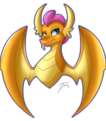Size: 1528x1747 | Tagged: safe, artist:nexcoyotlgt, derpibooru import, smolder, dragon, school daze, blushing, dragon wings, dragoness, fangs, female, looking at you, signature, simple background, solo, tongue out, transparent background, wings
