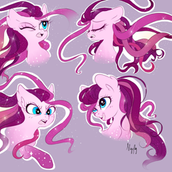 Size: 5000x5000 | Tagged: safe, artist:pinkablue, derpibooru import, midnight dream, pony, g3, absurd resolution, alternate universe, angry, bust, ear fluff, expressions, eyes closed, female, happy, mare, one eye closed, raised hoof, simple background, solo, sparkles