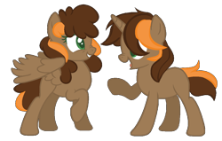 Size: 1000x635 | Tagged: safe, artist:aesteticflowers, derpibooru import, oc, oc only, oc:dreamcatcher, oc:marigold, pegasus, pony, unicorn, base used, female, mare, simple background, transparent background