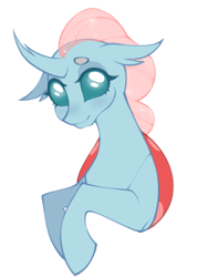 Size: 1701x2268 | Tagged: safe, artist:draw-draw-goose, derpibooru import, ocellus, changedling, changeling, school daze, blushing, bust, curved horn, cute, diaocelles, female, floppy ears, looking at you, portrait, simple background, smiling, solo, transparent background