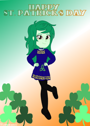 Size: 2500x3500 | Tagged: safe, artist:robukun, derpibooru import, wallflower blush, better together, equestria girls, forgotten friendship, clover, holiday, saint patrick's day, solo, wallflower and plants