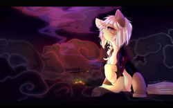 Size: 4000x2500 | Tagged: safe, artist:yuozka, derpibooru import, oc, oc only, earth pony, pony, clothes, female, fireplace, mare, smoke, smoking, solo