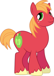 Size: 4530x6370 | Tagged: safe, artist:90sigma, derpibooru import, big macintosh, earth pony, pony, absurd resolution, male, missing accessory, simple background, smiling, solo, stallion, transparent background, vector