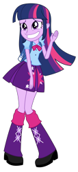 Size: 1500x3300 | Tagged: safe, artist:sketchmcreations, derpibooru import, twilight sparkle, twilight sparkle (alicorn), alicorn, equestria girls, equestria girls (movie), adorkable, clothes, cute, dork, embarrassed, grin, leg warmers, nervous, nervous grin, pleated skirt, remake, shoes, simple background, skirt, smiling, transparent background, twiabetes, vector, waving