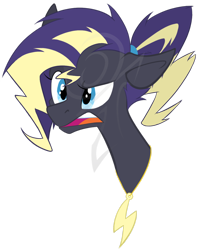 Size: 1024x1295 | Tagged: safe, artist:agentkirin, derpibooru import, zapp, oc, oc:sky song, pony, bust, female, mare, portrait, power ponies, simple background, solo, transparent background