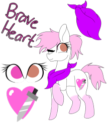 Size: 1024x1160 | Tagged: safe, artist:tomboygirl45, derpibooru import, oc, oc:brave heart, earth pony, pony, female, mare, neckerchief, one eye closed, raised hoof, reference sheet, simple background, solo, transparent background, wink