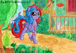 Size: 3499x2453 | Tagged: safe, artist:magnifsunspiration, derpibooru import, oc, oc:erismare magnet, pegasus, pony, female, heterochromia, high res, mare, solo, traditional art, watercolor painting