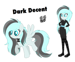 Size: 825x675 | Tagged: safe, artist:mintoria, derpibooru import, oc, oc only, oc:dark decent, pegasus, pony, equestria girls, base used, clothes, female, mare, reference sheet, scene kid, simple background, solo, transparent background