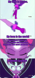 Size: 640x1423 | Tagged: safe, derpibooru import, edit, edited screencap, screencap, midnight sparkle, sci-twi, twilight sparkle, equestria girls, friendship games, dragon ball super, screencap comic, text, zamasu