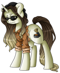 Size: 1024x1239 | Tagged: safe, artist:sk-ree, derpibooru import, oc, oc:cara maske, pony, unicorn, clothes, female, mare, shirt, simple background, solo, sunglasses, transparent background, watermark