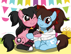 Size: 3570x2740 | Tagged: safe, artist:candy-channeru, derpibooru import, oc, converse, cute, duo, scene kid, shoes