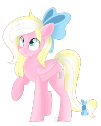 Size: 2184x2736 | Tagged: safe, artist:beashay, derpibooru import, oc, oc:bay breeze, pegasus, pony, bow, cute, female, hair bow, high res, looking up, mare, simple background, solo, tail bow, transparent background