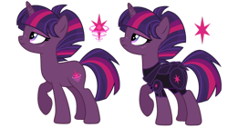 Size: 1024x579 | Tagged: safe, artist:darlyjay, derpibooru import, oc, oc:redwood sparkle, pony, unicorn, my little pony: the movie, armor, female, magical lesbian spawn, mare, offspring, parent:tempest shadow, parent:twilight sparkle, parents:tempestlight, simple background, solo, transparent background