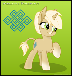 Size: 1079x1149 | Tagged: safe, artist:dolenore, derpibooru import, oc, oc only, oc:melanie surehoof, mule, female, movie accurate, raised hoof, solo