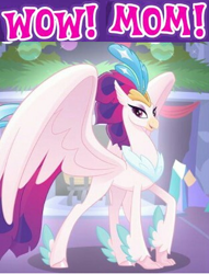 Size: 312x408 | Tagged: safe, derpibooru import, queen novo, classical hippogriff, hippogriff, my little pony: the movie, feathered fetlocks, gameloft, implied princess skystar, meme, mom, solo, wow, wow! glimmer