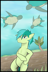 Size: 4000x6000 | Tagged: dead source, safe, artist:diego-spike, derpibooru import, sandbar, turtle, school daze, drugs, male, school of friendship, solo