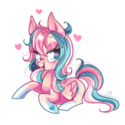 Size: 600x600 | Tagged: safe, artist:ipun, derpibooru import, oc, oc only, oc:fantasy heart, pegasus, pony, female, heart, heart eyes, mare, prone, simple background, solo, transparent background, watermark, wingding eyes