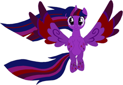 Size: 906x628 | Tagged: safe, artist:selenaede, artist:user15432, derpibooru import, twilight sparkle, twilight sparkle (alicorn), oc, alicorn, alicorn oc, alternate universe, base used, brutalight sparcake, colored wings, elements of insanity, multicolored wings, rainbow hair, rainbow power, rainbow power-ified, rainbow wings