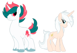 Size: 1564x1075 | Tagged: safe, artist:missmele-madness, derpibooru import, oc, oc only, oc:holly, oc:lance, unicorn, female, male, mare, simple background, stallion, transparent background