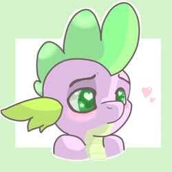 Size: 360x360 | Tagged: safe, artist:kittyshy, derpibooru import, spike, dragon, bust, heart eyes, portrait, solo, wingding eyes