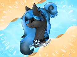 Size: 2048x1536 | Tagged: safe, artist:melonseed11, derpibooru import, oc, oc:nova, original species, pond pony, pony, bust, eyes closed, female, mare, portrait, solo