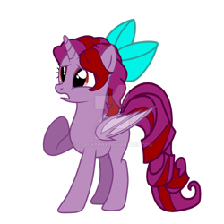 Size: 1024x1024 | Tagged: safe, artist:izaackpony, derpibooru import, oc, oc:isabel, alicorn, bat pony, bat pony alicorn, pony, bat pony oc, bow, female, hair bow, mare, simple background, solo, transparent background, watermark