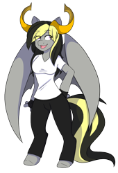 Size: 698x1024 | Tagged: safe, artist:daydreamsyndrom, derpibooru import, oc, oc only, oc:mitternacht von kloudette, anthro, succubus, unguligrade anthro, simple background, solo, transparent background