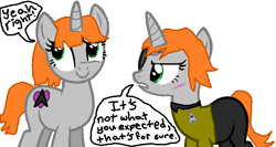 Size: 758x404 | Tagged: safe, artist:nightshadowmlp, artist:starfleet-timelord, derpibooru import, oc, oc:night shadow, unicorn, base used, future, star trek uniform