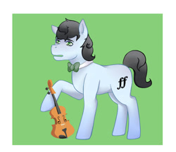 Size: 1245x1081 | Tagged: safe, artist:guiltyp, derpibooru import, oc, oc only, oc:fortissimo, earth pony, pony, bowtie, male, offspring, parent:frederic horseshoepin, parent:octavia melody, parents:fredtavia, solo, stallion, violin